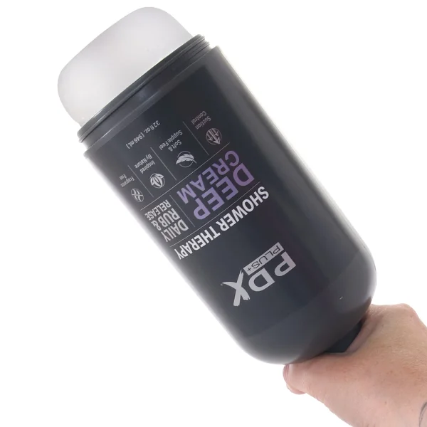 PDX Plus Shower Therapy Deep Cream Discreet Penis Stroker By Pipedream - Frosted