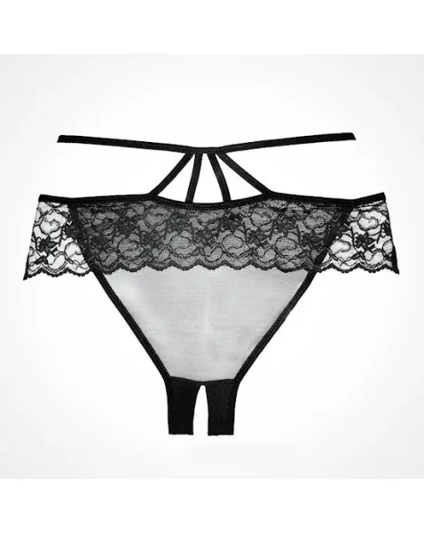 Angel Panty - Crotchless - Black - One Size