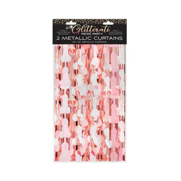 Games & Novelty: Glitterati Penis Foil Curtain 2-piece Set