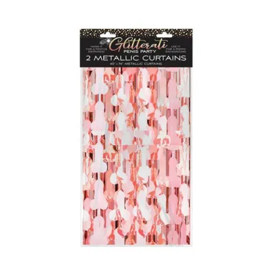 Games Novelty Glitterati Penis Foil Curtain 2 piece Set