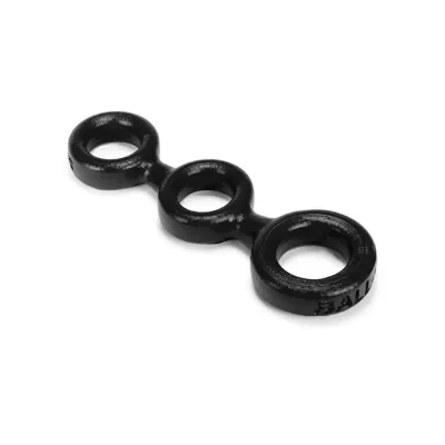3 ball Cockring W 2 Ballstretcher O S Black