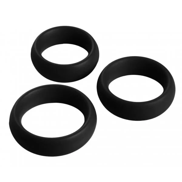3 Piece Silicone C Ring Set - Black