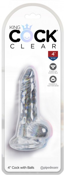 4'' Cock + Balls Clear