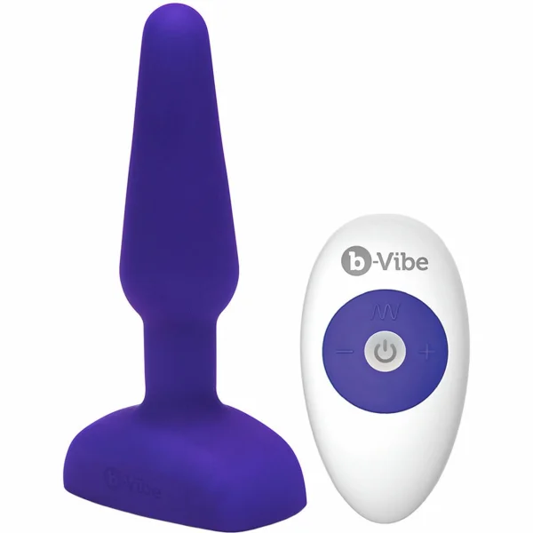b-Vibe Trio Plug Waterproof Remote Control Vibrating Anal Toy - Purple