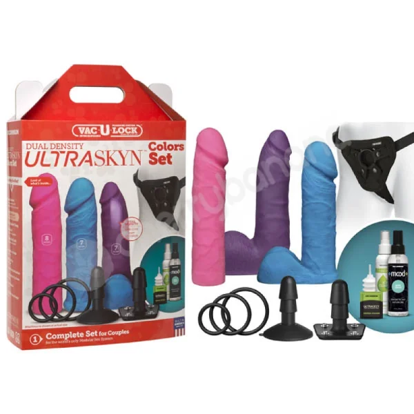 Vac-u-lock Dual Density Ultraskyn Colours Strap-on Set