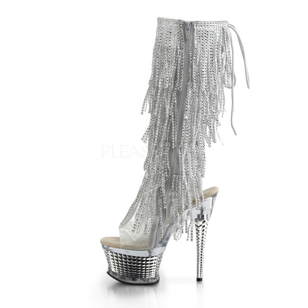 6 1/2 inches Heel, 2 1/2 inches PF Open Toe/Heel Knee High Fringe Boot — image 3 of 8
