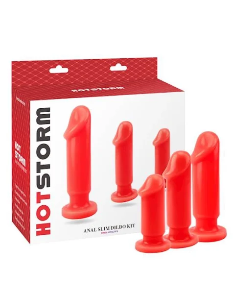 Slim Dildo Anal Kit - Red - 5.5 Inch