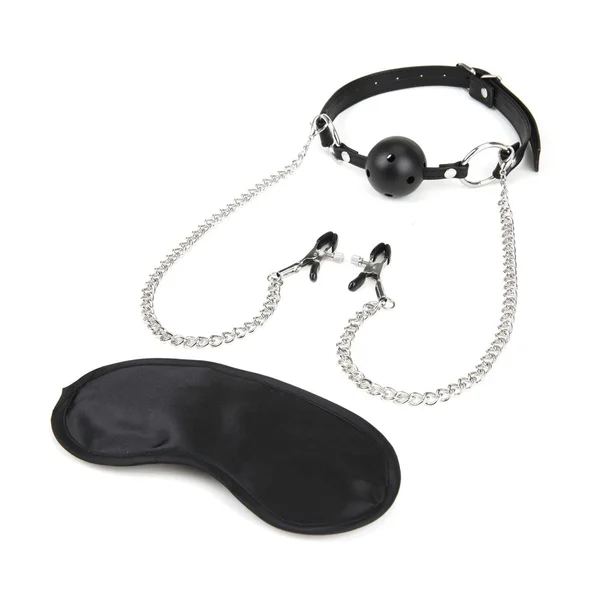 Breathable Ball Gag With Nipple Clamp Chain — image 11 of 11