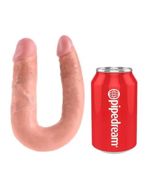 King Cock U-shaped Medium Double Trouble Dildo - Flesh - 13.4 Inch