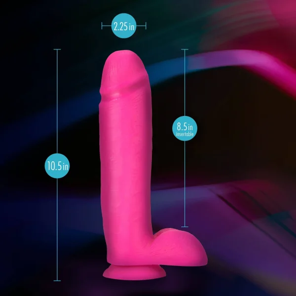 Neo Elite - 10-inch Silicone Dual-density Cock With Balls - Neon Pink