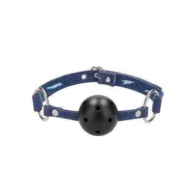 Breathable Ball Gag With Roughened Denim Straps