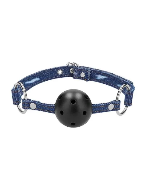 Breathable Ball Gag - With Roughened Denim Straps
