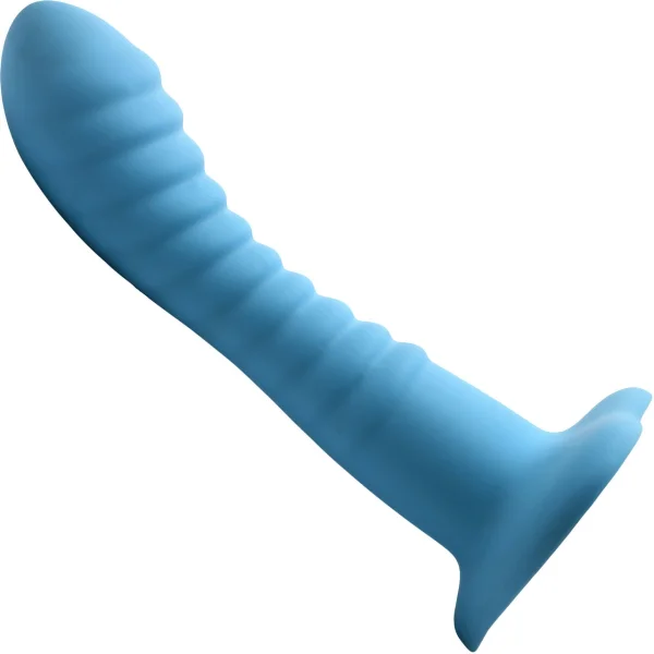 Simply Sweet Ribbed 7" Silicone G-Spot Suction Cup Dildo - Blue