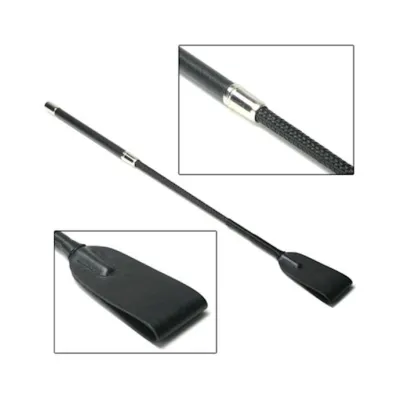 Strict Leather Short Handle Wide Head Riding Crop Black 27 Inch