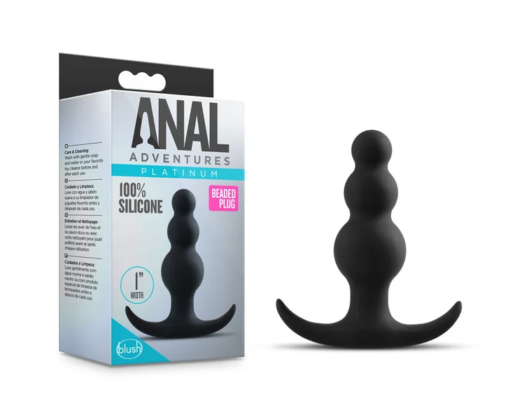 Anal Adventures Platinum - Beaded Plug - Black — image 9 of 10