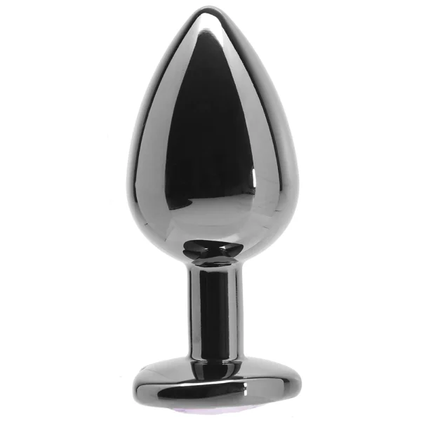 Shots Ouch! Heart Gem Butt Plug Large - Gunmetal/Amethyst
