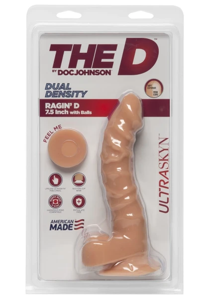 The D - Ragin' D 7.5" Suction Cup Dildo by Doc Johnson - Caramel