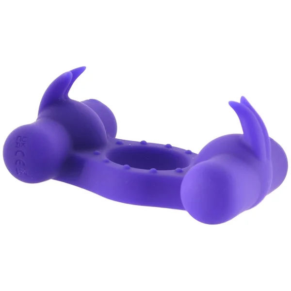 Silicone Rechargeable Triple Orgasm Enhancer Vibrating Cock Ring By CalExotics - Purple