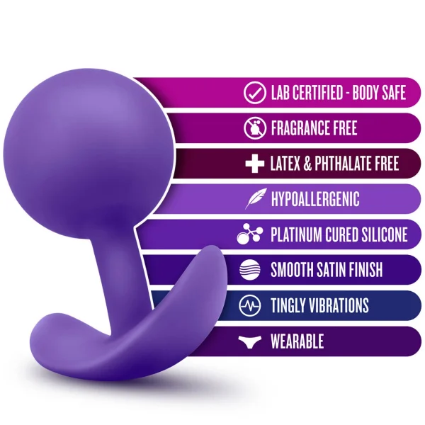 Luxe Wearable Silicone Vibra Butt Plug by Blush - Purple — image 7 of 7