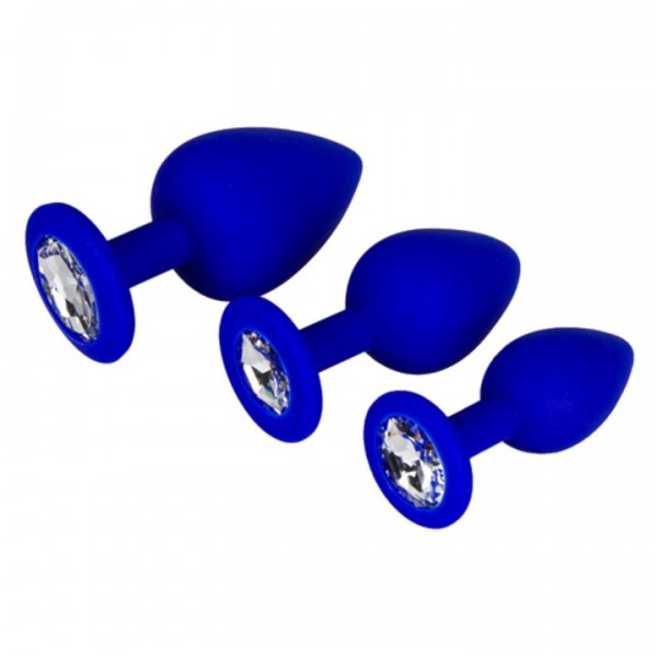 Bejewelled Blue Silicone Jewelled Butt Plug – 2.5, 3 or 3.5 Inch — image 3 of 6