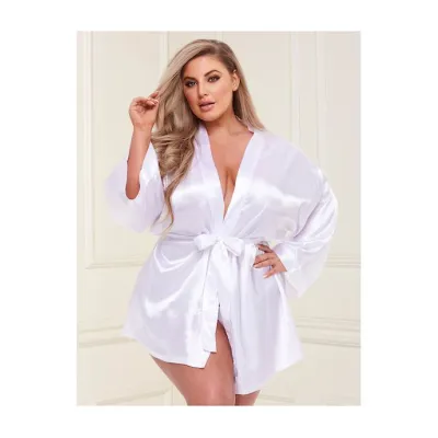 Silken Satin Robe White Os xl
