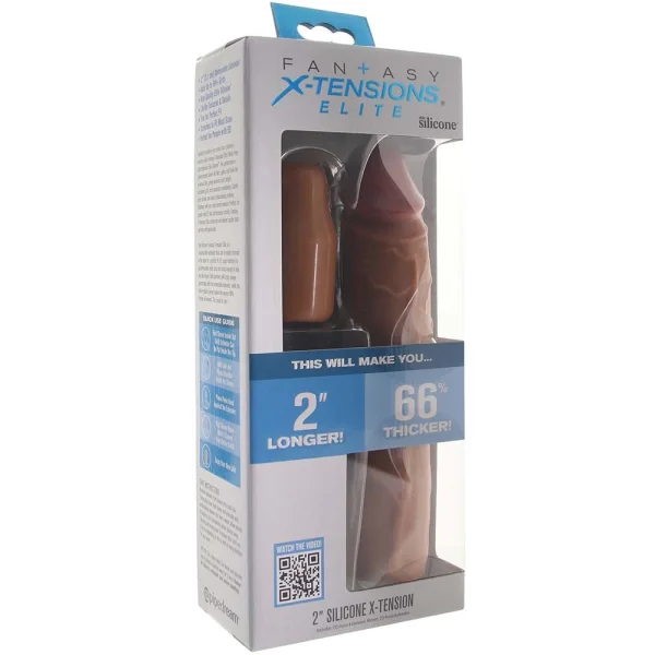 Fantasy X-tensions Elite Silicone 8" Penis Extension With 2" Removable Extender  - Caramel