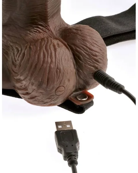 Fetish Fantasy 8 Inch Hollow Rechargeable Strap-on Remote  - Brown