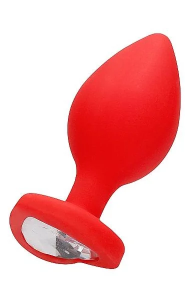 Diamond Heart Butt Plug - Extra Large - Red