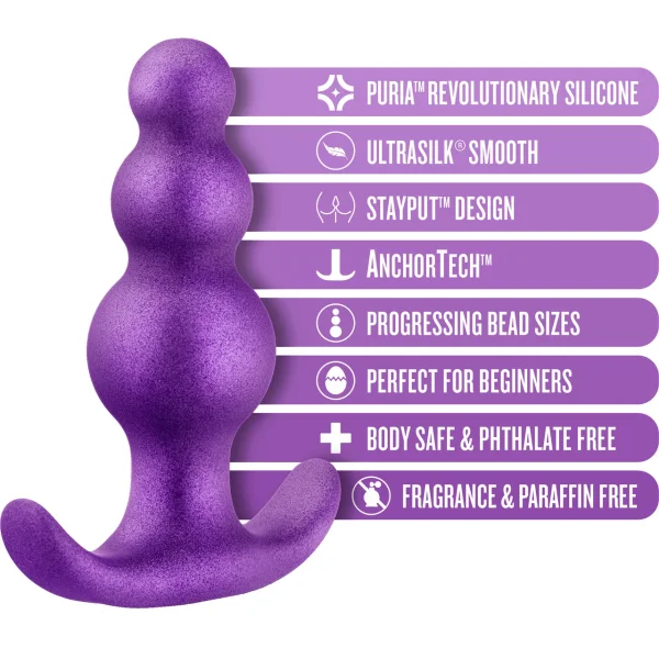 Anal Adventures Matrix Supernova Beaded Silicone Butt Plug By Blush - Galactic Purple