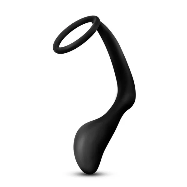 Platinum Cock Ring Plug in Black by Anal Adventures