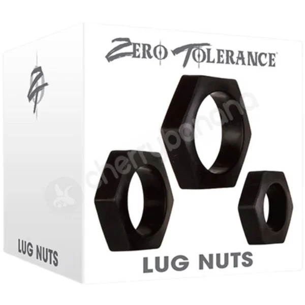 Zero Tolerance Lug Nuts Black Cock Rings Set Of 3 Different Sizes