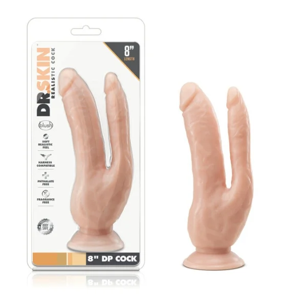 Blush Dr. Skin Vanilla 8 Inch DP Cock
