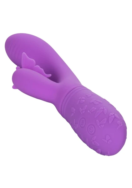 Rechargeable Butterfly Kiss Silicone Flutter Dual Stimulation Vibrator By CalExotics - Purple
