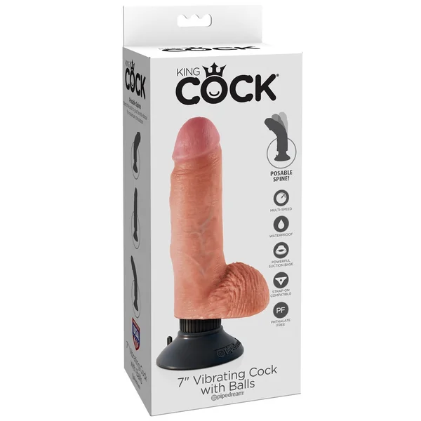 King Cock 7-Inch Vibrating Cock With Balls -  Flesh — image 9 of 12