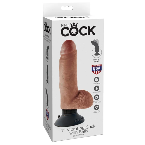 King Cock 7" Vibrating Cock With Balls - Tan — image 14 of 17