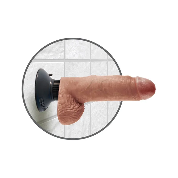 King Cock 7" Vibrating Cock With Balls - Tan — image 17 of 17