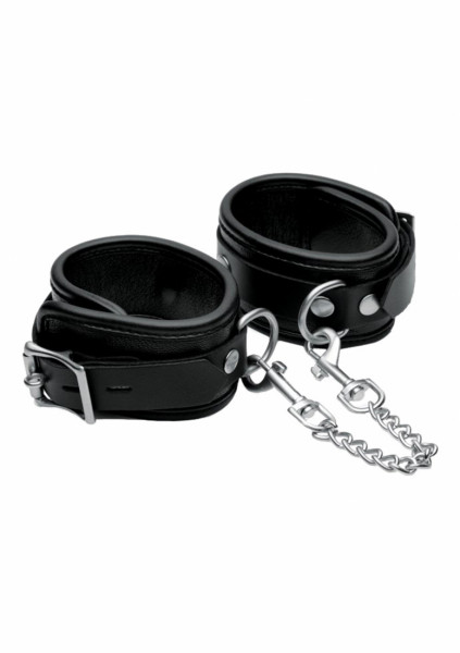 Premium Leather Ankle Cuffs - Black - BDSM Anal Toys