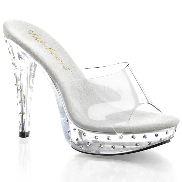 COCKTAIL-501SDT - 5" Heel, 1" Rhinestone Studded PF Slide SIZE 7 (FINAL SALE)
