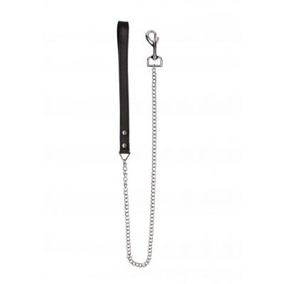 Leather Handle Chain Lead Black