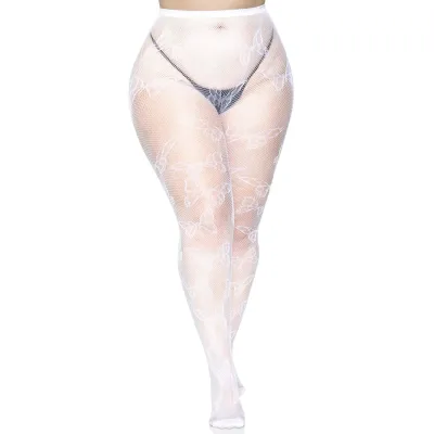 Butterfly Net Tights 1x 2x White