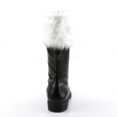 SANTA 100 BLK PU SANTA BOOT WITH WHITE FUR Cuff