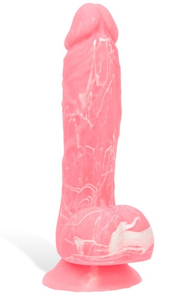 BMS Glow-in-the-Dark 7.5" Pink Silicone Dildo with Suction Base