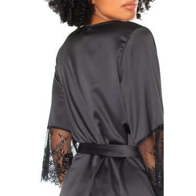 Nightshade Black Satin Robe By Coquette