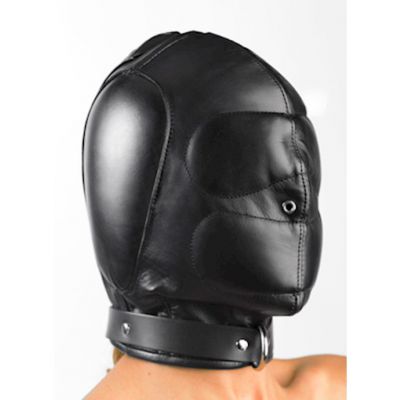 Padded Leather Hood Medium Large Black