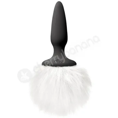 Bunny Tails Mini White Fluffy Fur Tail Black Silicone 2 5 Butt Plug