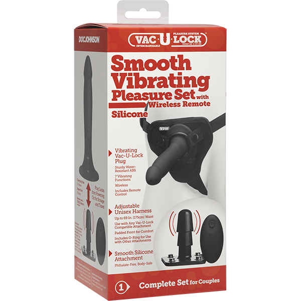 Vac-U-Lock Smooth Pleasure Vibrating Strap On Set