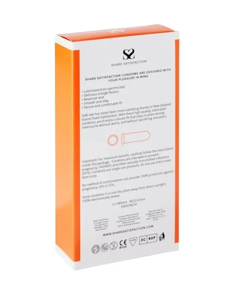 Share Satisfaction Orange Flavoured Condom - 12 Pack - Orange