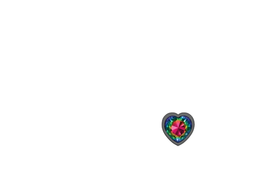 Cheeky Charms - Gunmetal Metal Butt Plug - Heart - Rainbow - Small
