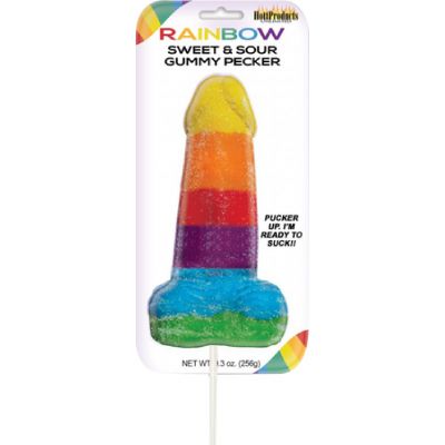 Sweet Sour Jumbow Rainbow Gummy Cock Pop
