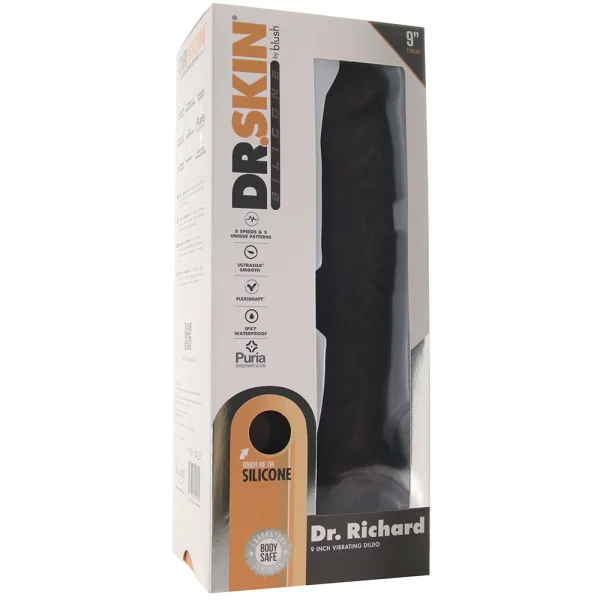 Dr. Skin Silicone Dr. Richard Waterproof Vibrating 9" Dildo By Blush - Chocolate
